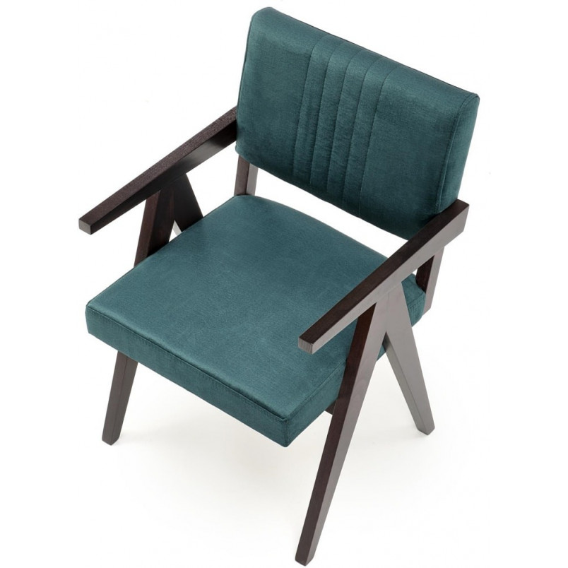 Krzesło drewniane vintage Memory Velvet ciemny zielony / heban Halmar