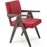 Krzesło drewniane vintage Memory Velvet bordowy / heban Halmar