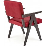 Krzesło drewniane vintage Memory Velvet bordowy / heban Halmar