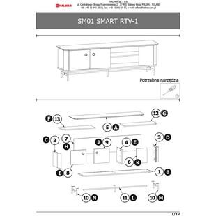 Szafka rtv na nóżkach Smart 167cm dąb naturalny / czarny Halmar