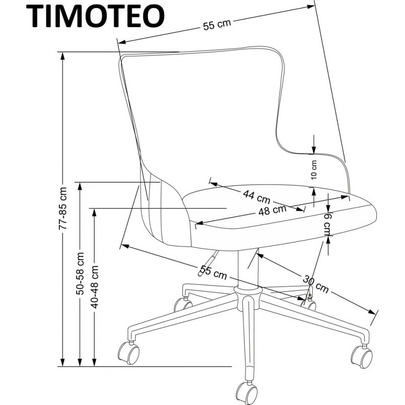 Krzesło biurowe welurowe glamour Timoteo szare Halmar