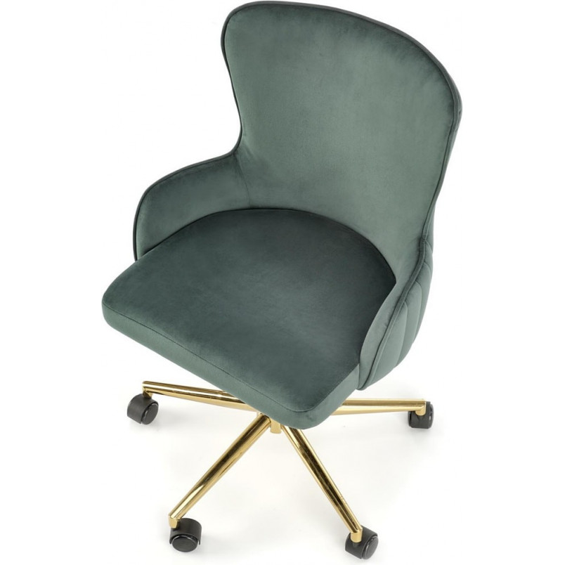 Krzesło biurowe welurowe glamour Timoteo ciemnozielone Halmar
