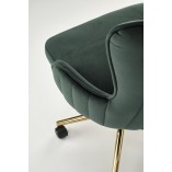 Krzesło biurowe welurowe glamour Timoteo ciemnozielone Halmar