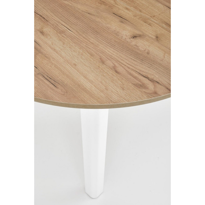 Stół okrągły rozkładany Ringo 102cm dąb craft / biały Halmar