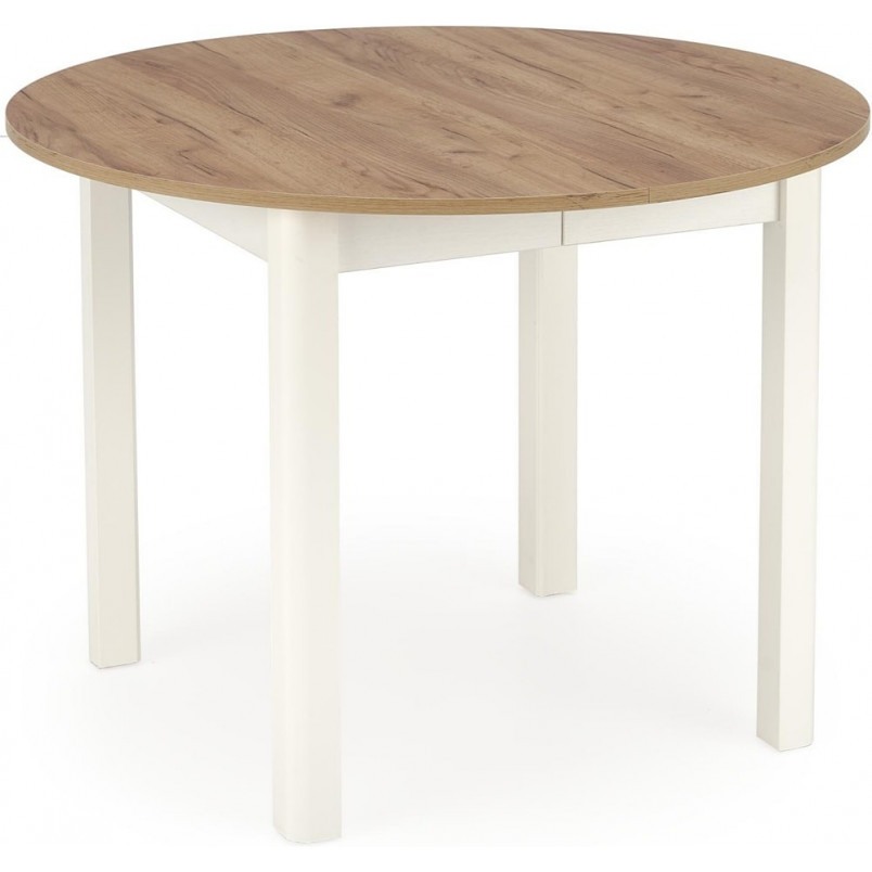 Stół okrągły rozkładany Ringo 102cm dąb craft / biały Halmar