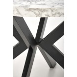 Stół okrągły rozkładany loft Peroni 100cm biały marmur / czarny Halmar