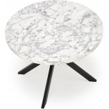 Stół okrągły rozkładany loft Peroni 100cm biały marmur / czarny Halmar