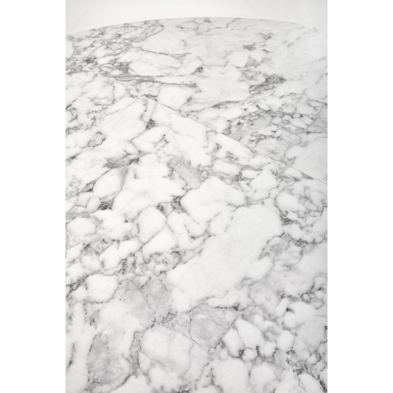 Stół okrągły rozkładany loft Peroni 100cm biały marmur / czarny Halmar