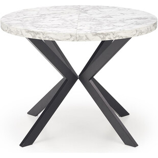 Stół okrągły rozkładany loft Peroni 100cm biały marmur / czarny Halmar