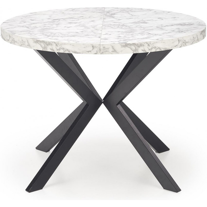 Stół okrągły rozkładany loft Peroni 100cm biały marmur / czarny Halmar