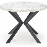 Stół okrągły rozkładany loft Peroni 100cm biały marmur / czarny Halmar