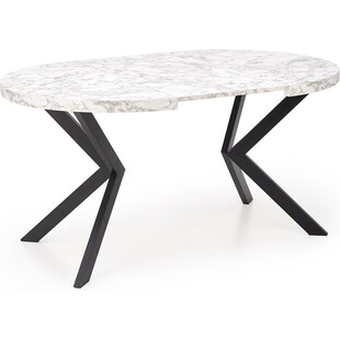 Stół okrągły rozkładany loft Peroni 100cm biały marmur / czarny Halmar