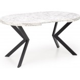 Stół okrągły rozkładany loft Peroni 100cm biały marmur / czarny Halmar