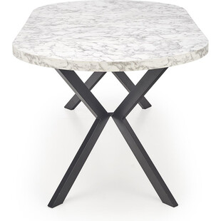 Stół okrągły rozkładany loft Peroni 100cm biały marmur / czarny Halmar