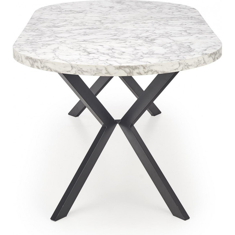 Stół okrągły rozkładany loft Peroni 100cm biały marmur / czarny Halmar