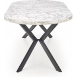 Stół okrągły rozkładany loft Peroni 100cm biały marmur / czarny Halmar