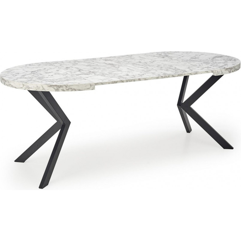 Stół okrągły rozkładany loft Peroni 100cm biały marmur / czarny Halmar
