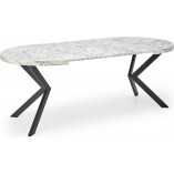 Stół okrągły rozkładany loft Peroni 100cm biały marmur / czarny Halmar