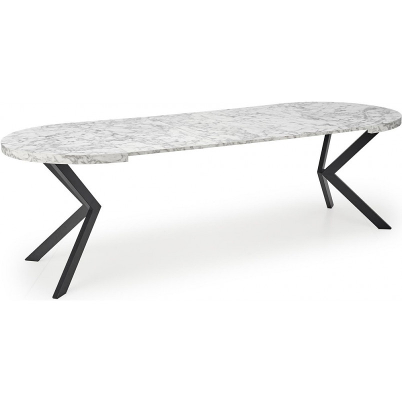 Stół okrągły rozkładany loft Peroni 100cm biały marmur / czarny Halmar
