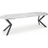 Stół okrągły rozkładany loft Peroni 100cm biały marmur / czarny Halmar