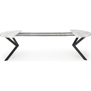Stół okrągły rozkładany loft Peroni 100cm biały marmur / czarny Halmar