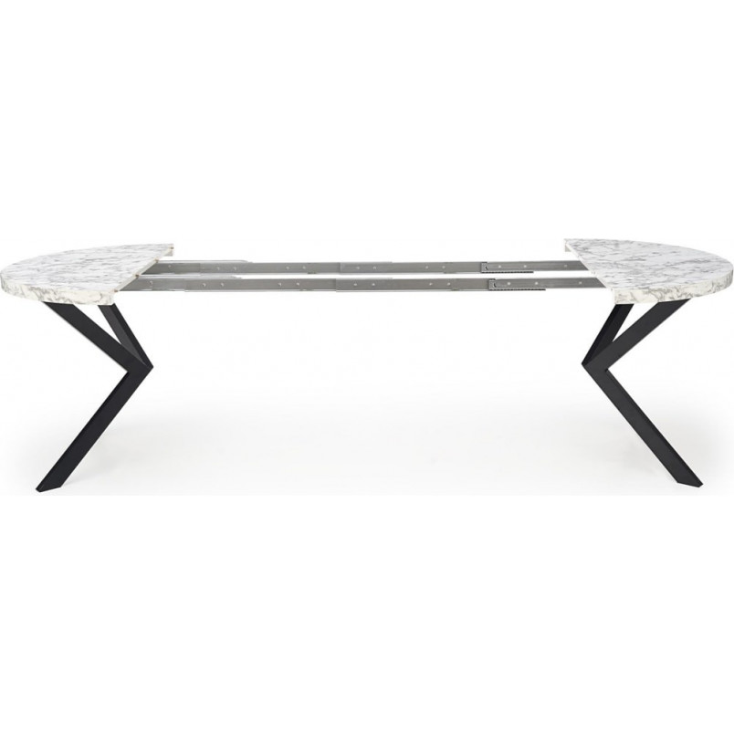 Stół okrągły rozkładany loft Peroni 100cm biały marmur / czarny Halmar