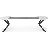 Stół okrągły rozkładany loft Peroni 100cm biały marmur / czarny Halmar