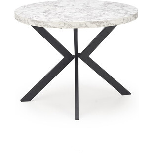 Stół okrągły rozkładany loft Peroni 100cm biały marmur / czarny Halmar