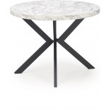 Stół okrągły rozkładany loft Peroni 100cm biały marmur / czarny Halmar