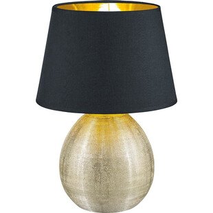 [OUTLET] Lampa stołowa glamour z abażurem Luxor czarny / złoty Reality