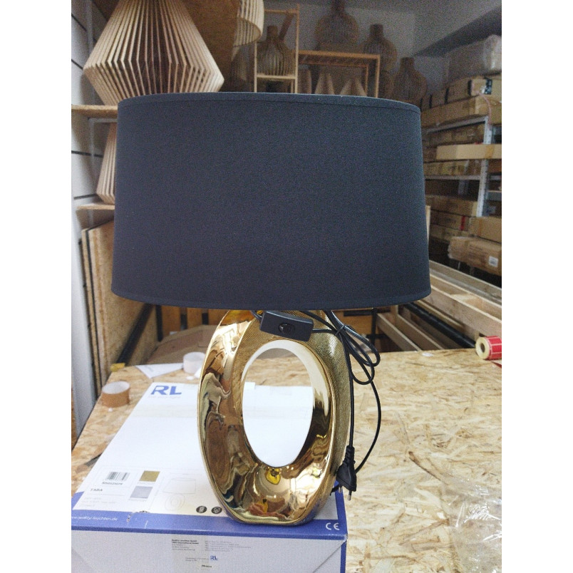 [OUTLET] Lampa stołowa glamour z abażurem Taba 38 Czarny / Złoty Reality