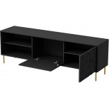 Szafka rtv na nóżkach Bullet 180x41cm czarny / złoty Halmar