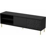 Szafka rtv na nóżkach Bullet 180x41cm czarny / złoty Halmar