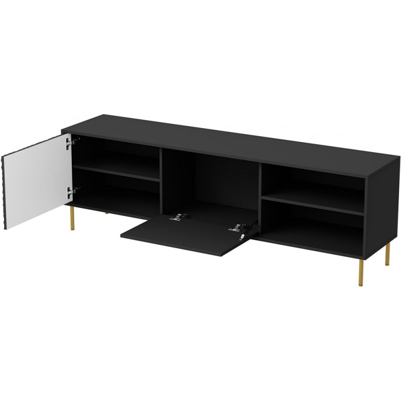 Szafka rtv na nóżkach Bullet 180x41cm czarny / złoty Halmar