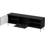 Szafka rtv na nóżkach Bullet 180x41cm czarny / złoty Halmar