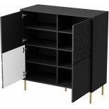 Komoda nowoczesna na nóżkach Bullet 80x41cm czarny / złoty Halmar