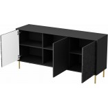 Komoda nowoczesna na nóżkach Bullet 155x41cm czarny / złoty Halmar