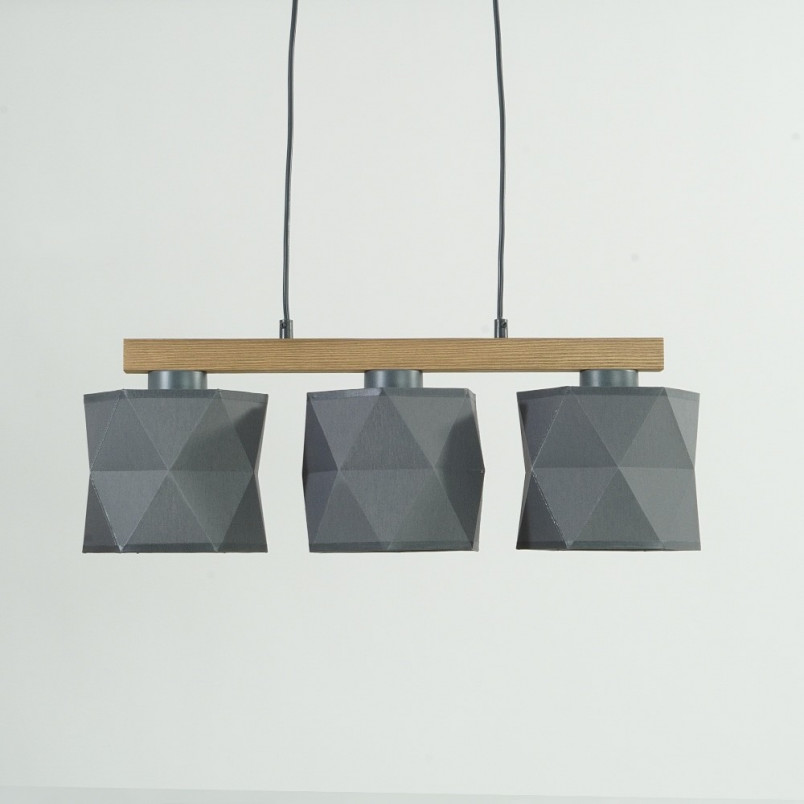 [OUTLET] Lampa wisząca z drewnem Fano III 58cm Grafitowa
