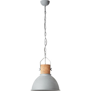 Lampa wisząca industrialna z drewnem Frieda 39 Betonowa Szara/Drewniana marki Brilliant
