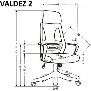 Fotel biurowy z siatki Valdez II popiel / czarny Halmar