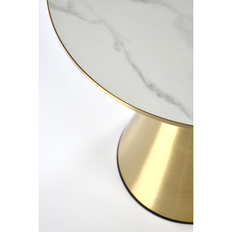 Stolik boczny glamour Tribeca 50cm biały marmur / złoty Halmar