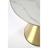 Stolik boczny glamour Tribeca 50cm biały marmur / złoty Halmar
