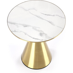 Stolik boczny glamour Tribeca 50cm biały marmur / złoty Halmar