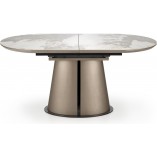 Stół rozkładany na jednej nodze Robinson 160x90cm beżowy marmur / cappuccino / czarny Halmar