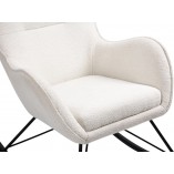 Fotel bujany bouclé Liberto biały / czarny Halmar