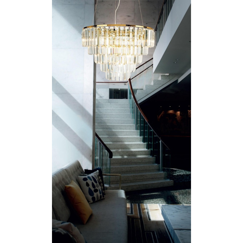 Lampa wisząca kryształowa glamour Monaco 60cm złota MaxLight