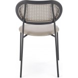 Krzesło boho z rattanowym oparciem K524 szary / czarny Halmar