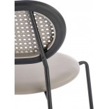 Krzesło boho z rattanowym oparciem K524 szary / czarny Halmar