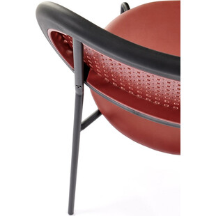 Krzesło boho z rattanowym oparciem K524 bordowy / czarny Halmar