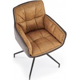 Krzesło fotelowe z ekoskóry K523 brązowy / ciemny brąz Halmar